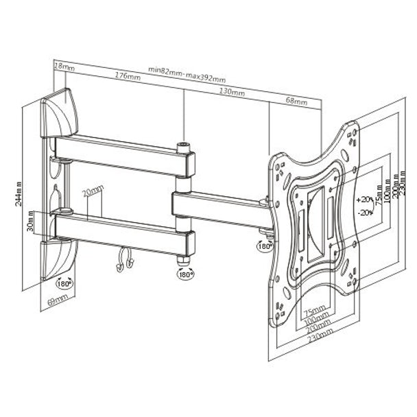 Завантажте зображення в засіб перегляду галереї, Brateck 23"-50" Full Motion TV Wall Mount | 012982