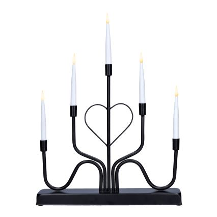 Load image into Gallery viewer, 32cm 5L Black Metal Modern Heart Design Candlebridge with Timer | LB254166