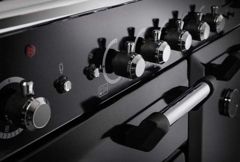 Załaduj obraz do przeglądarki galerii, Rangemaster Classic 90cm | Dual Fuel | Gloss Black & Chrome | 14150 | CL90DFPGBL/CM1