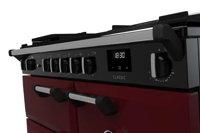 Załaduj obraz do przeglądarki galerii, Rangemaster Classic 100 Dual Fuel Bordeaux with Chrome trim | CL100DFPBOR/CM1