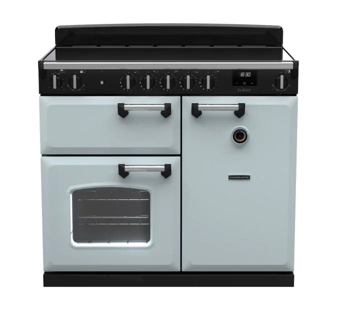 Załaduj obraz do przeglądarki galerii, Rangemaster Classic 100 Induction Misty Blue with Chrome trim | CL100EIPMSB/CM1 14208