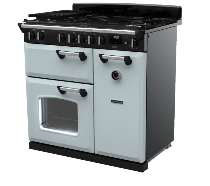 Załaduj obraz do przeglądarki galerii, Rangemaster Classic 90cm Dual Fuel Rangecooker | Misty Blue | CL90DFPMSB/CM1