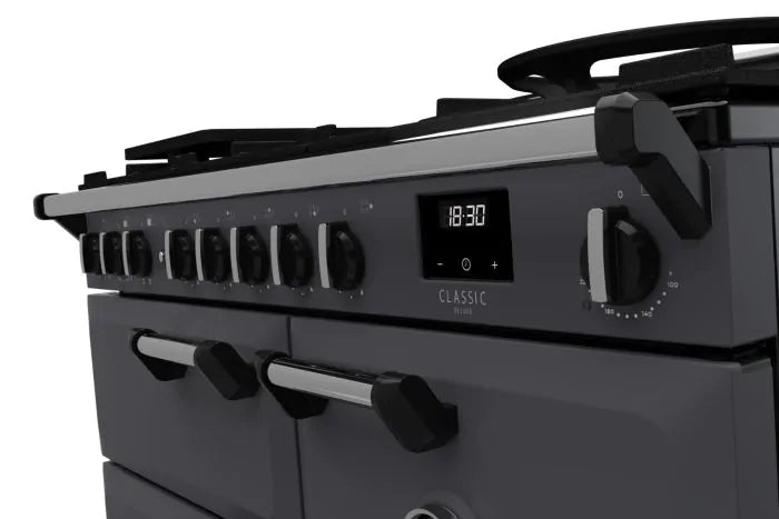 Załaduj obraz do przeglądarki galerii, Rangemaster Classic Deluxe 100 Dual Fuel Slate with Chrome Trim | CLDL100DFPSLT/CM1