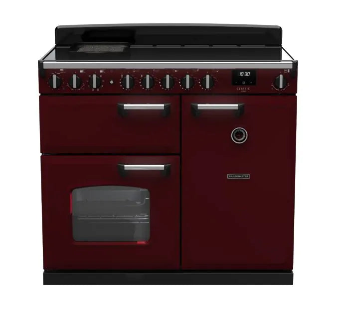 Załaduj obraz do przeglądarki galerii, Rangemaster Classic Deluxe 100 Induction Bordeaux with Chrome Trim | CLDL100EIPBOR/CM1
