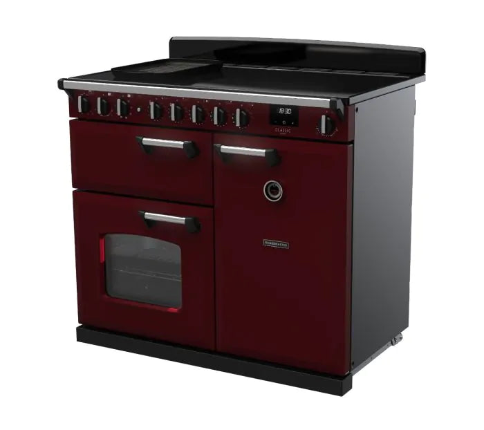 Załaduj obraz do przeglądarki galerii, Rangemaster Classic Deluxe 100 Induction Bordeaux with Chrome Trim | CLDL100EIPBOR/CM1