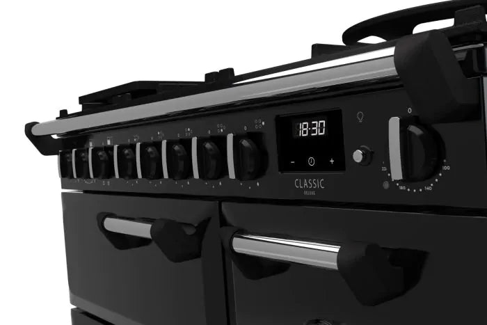 Załaduj obraz do przeglądarki galerii, Rangemaster Classic Deluxe 90cm Dual Fuel Range Cooker | Black | CLDL90DFPGBL/CM1