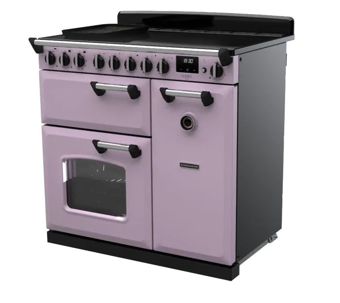 Завантажте зображення в засіб перегляду галереї, Rangemaster Classic Deluxe 90 Induction Heather with Chrome Trim | CLDL90EIPHTH/CM1