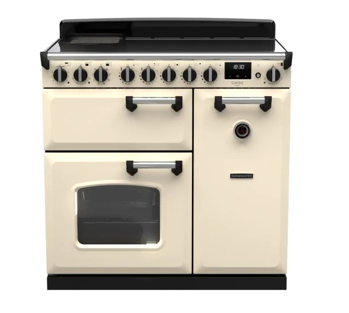 Load image into Gallery viewer, Rangemaster Classic Deluxe 90 Induction Pale Cream with Chrome Trim | CLDL90EIPPCR/CM1