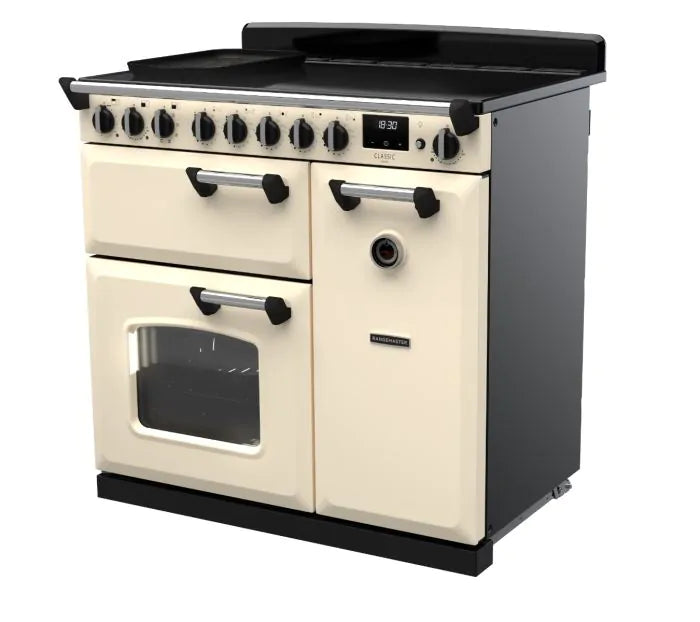 Load image into Gallery viewer, Rangemaster Classic Deluxe 90 Induction Pale Cream with Chrome Trim | CLDL90EIPPCR/CM1