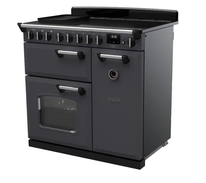 Завантажте зображення в засіб перегляду галереї, Rangemaster Classic Deluxe 90 Induction Slate with Chrome Trim | CLDL90EIPSLT/CM1