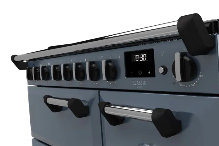 Load image into Gallery viewer, Rangemaster Classic Deluxe 90 Induction Stone Blue with Chrome Trim | CLDL90EIPSTB/CM1