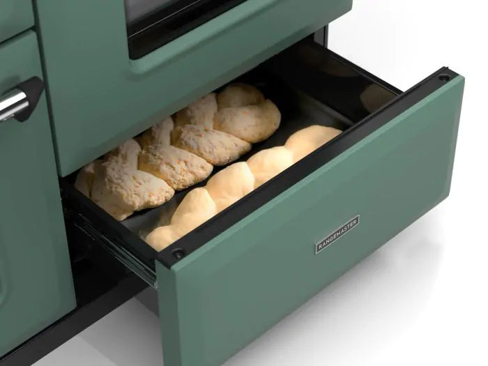 Load image into Gallery viewer, Rangemaster Classic Deluxe Oc 110 Dual Fuel Mineral Green with Chrome Trim | CLDLO110DFPMGR/CM1