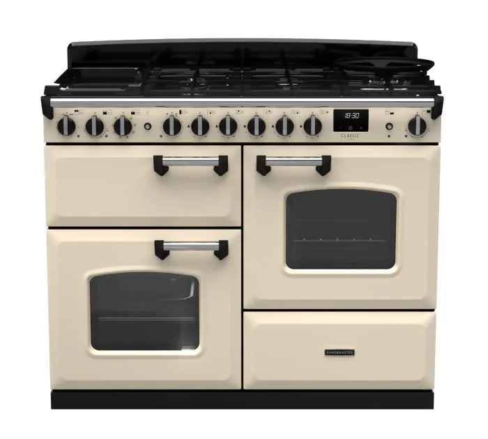 Load image into Gallery viewer, Rangemaster Classic Deluxe Oc 110 Dual Fuel Pale Cream with Chrome Trim | CLDLO110DFPPCR/CM1
