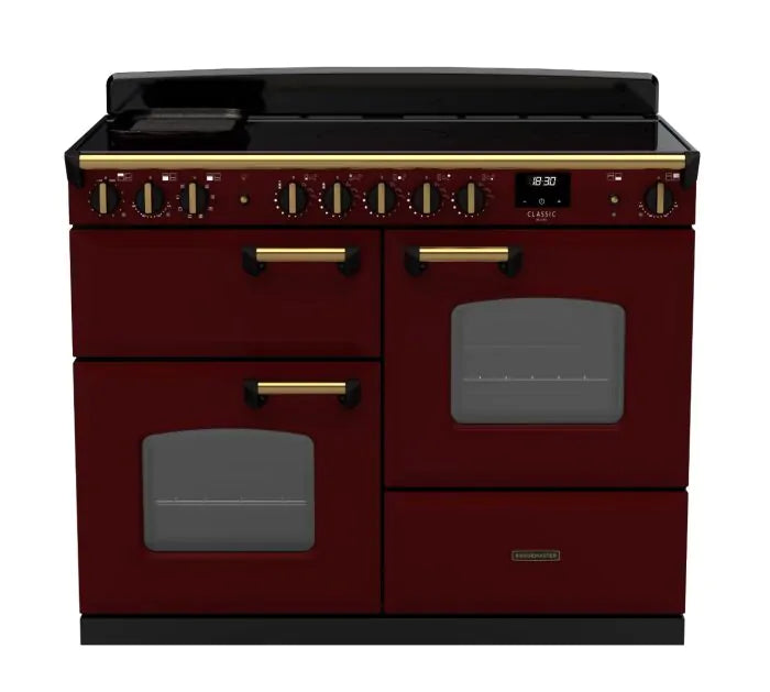 Load image into Gallery viewer, Rangemaster Classic Deluxe Bc 110 Induction Bordeaux with Antique Brass Trim | CLDLB110EIPBOR/AB1