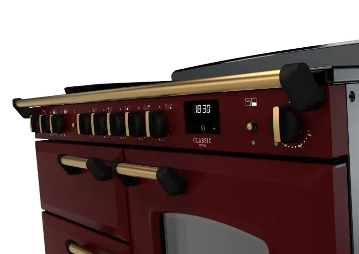 Load image into Gallery viewer, Rangemaster Classic Deluxe Bc 110 Induction Bordeaux with Antique Brass Trim | CLDLB110EIPBOR/AB1