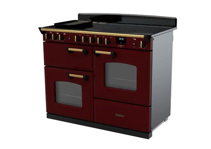Load image into Gallery viewer, Rangemaster Classic Deluxe Bc 110 Induction Bordeaux with Antique Brass Trim | CLDLB110EIPBOR/AB1