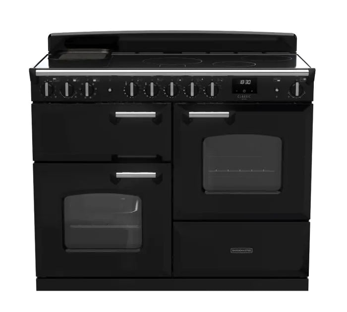 Завантажте зображення в засіб перегляду галереї, Rangemaster Classic Deluxe Oc 110 Induction Black with Chrome Trim | CLDLO110EIPGBL/CM1