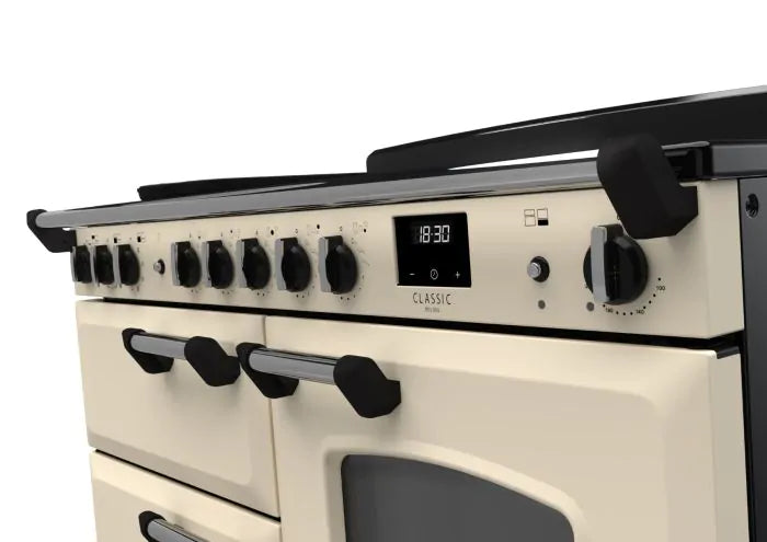 Load image into Gallery viewer, Rangemaster Classic Deluxe Oc 110 Induction Pale Cream with Chrome Trim | CLDLO110EIPPCR/CM1