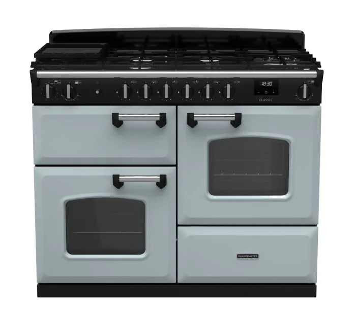Завантажте зображення в засіб перегляду галереї, Rangemaster Classic Oc 110 Dual Fuel Misty Blue with Chrome Trim | CLO110DFPMSB/CM1