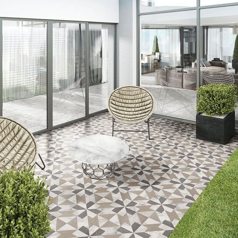 Load image into Gallery viewer, hermitage versailles natural tile 20x20cm displayed in an outdoor patio