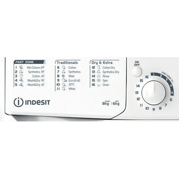 Load image into Gallery viewer, Indesit 8/6KG 1351 Spin Freestanding Washer Dryer | White | EWDE861483W