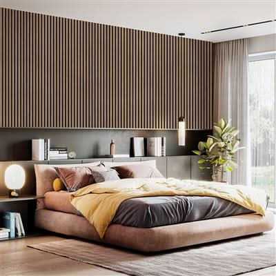 Load image into Gallery viewer, fibrotech basic acoustic panel in oiled oak displayed in the bedroom