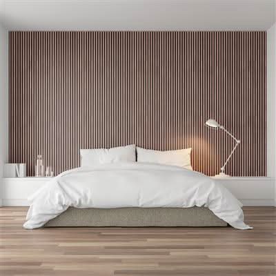 Load image into Gallery viewer, fibrotech acoustic panel in walnut on display in bedroom