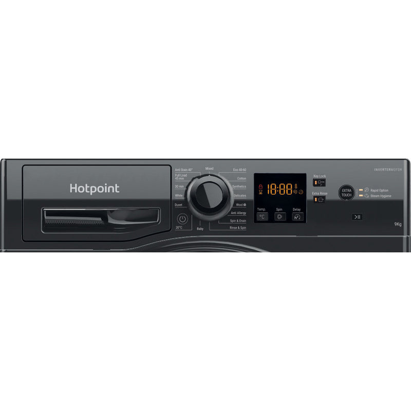 Load image into Gallery viewer, Hotpoint Anti-Stain Washing Machine | Black | 9kg | 1400rpm | A Rated | HNR9 W64 BS IRE