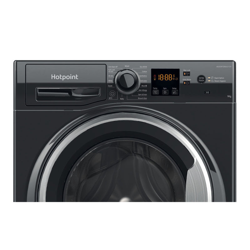 Load image into Gallery viewer, Hotpoint Anti-Stain Washing Machine | Black | 9kg | 1400rpm | A Rated | HNR9 W64 BS IRE