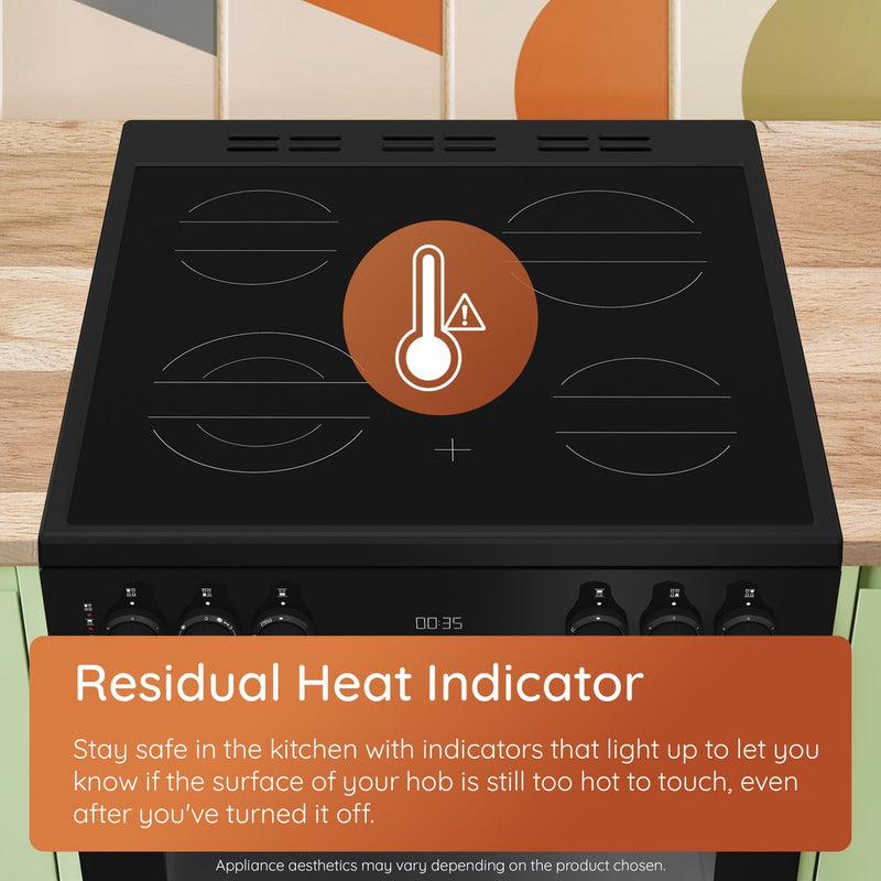 Load image into Gallery viewer, Hotpoint 50cm Electric Cooker with Ceramic Hob | Black | HTE5VCB