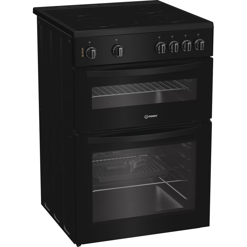 Load image into Gallery viewer, Indesit 60cm Electric Double Cooker | 69L + 36L | Easy Clean Enamel | Black | IDE6VMB