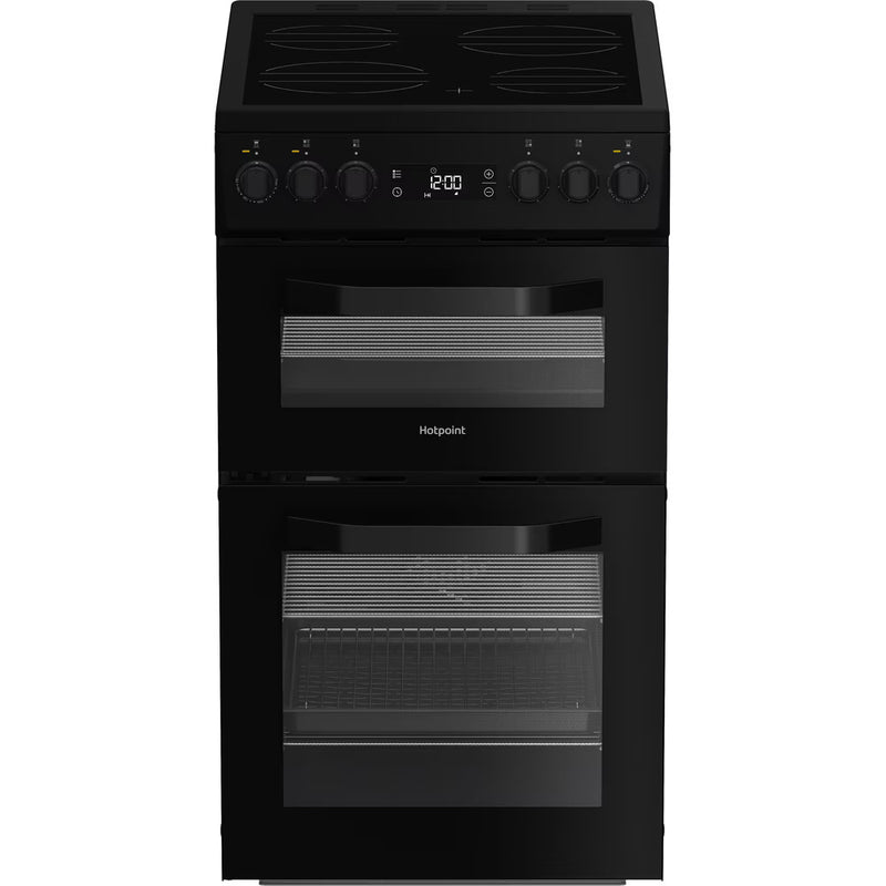 Load image into Gallery viewer, Hotpoint 50cm Electric Double Cooker | 63L + 33L | Ceramic Hob | Black | HDE5VDCB