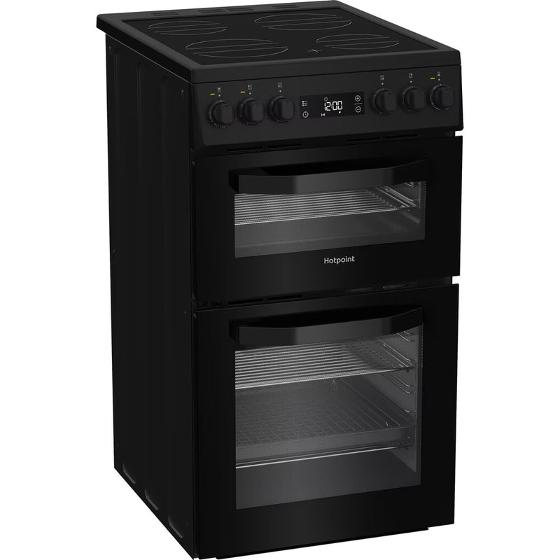 Load image into Gallery viewer, Hotpoint 50cm Electric Double Cooker | 63L + 33L | Ceramic Hob | Black | HDE5VDCB