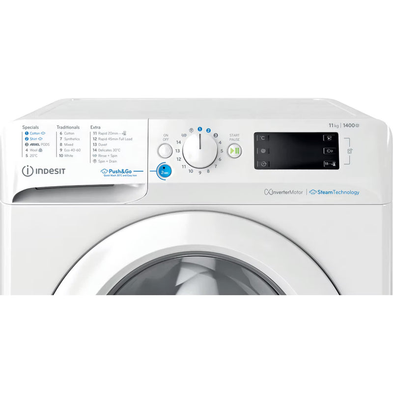 Load image into Gallery viewer, Indesit Push&Go Steam Washing Machine | White | A | BWE111496XWVUK