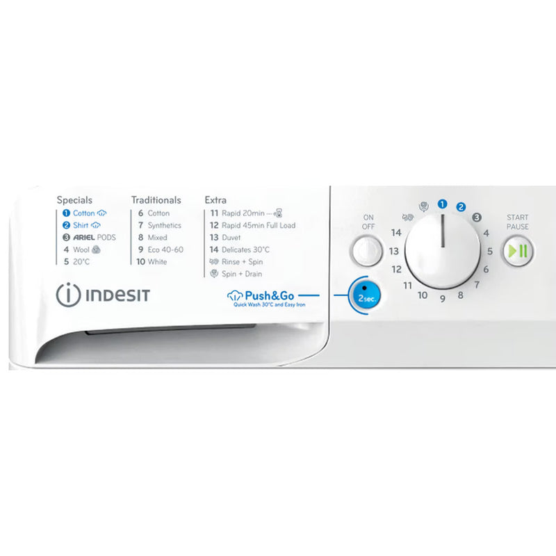Load image into Gallery viewer, Indesit Push&Go Steam Washing Machine | White | A | BWE111496XWVUK
