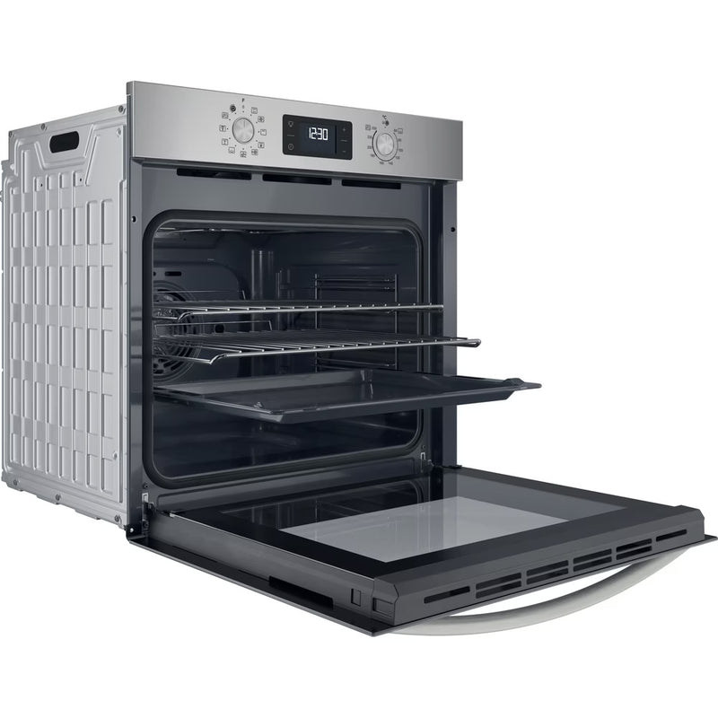 Load image into Gallery viewer, Indesit Turn&go Single Fan Oven | Eco Cleaning | Multifunction 8 | 71l with 2 Dial | Digital Display Timer | A | Stainless Steel | IO258HX