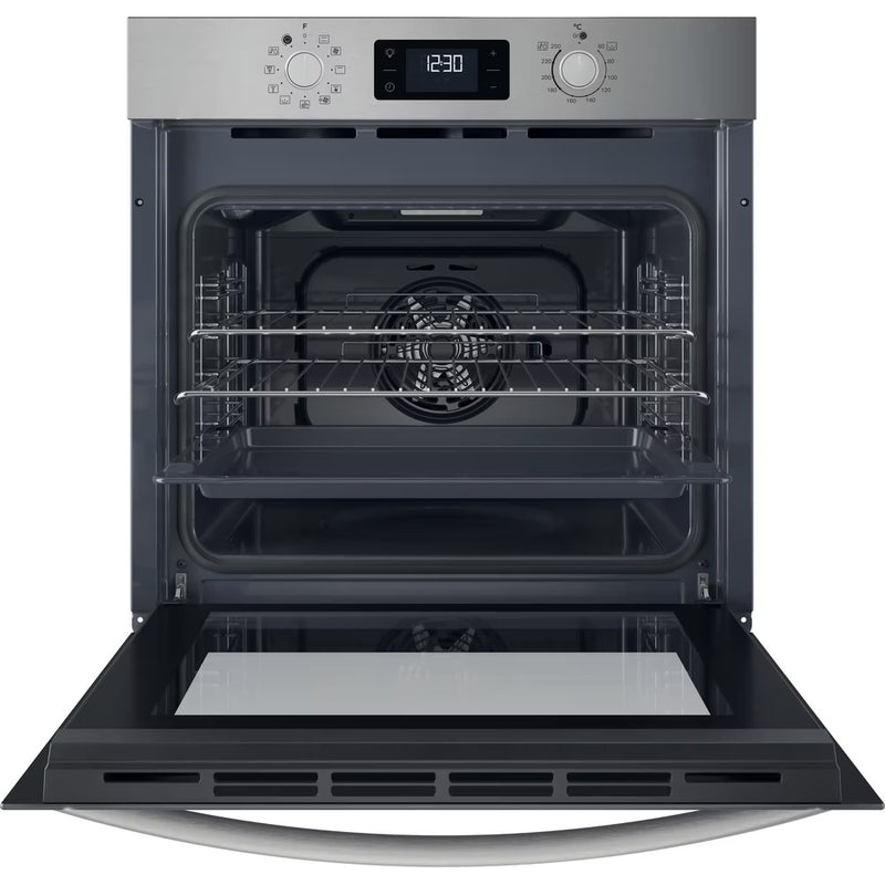 Load image into Gallery viewer, Indesit Turn&go Single Fan Oven | Eco Cleaning | Multifunction 8 | 71l with 2 Dial | Digital Display Timer | A | Stainless Steel | IO258HX