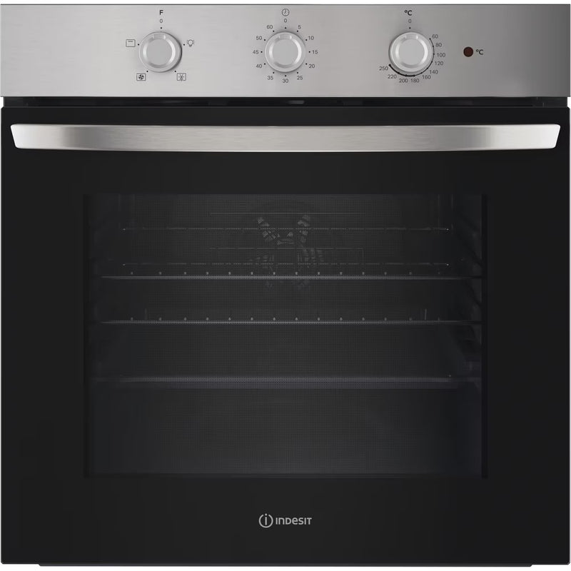 Load image into Gallery viewer, Indesit Single Fan Oven | Enamel Coating | Grill Plus Fan | 66l with 3 Dial with Timer | A | Stainless Steel | IO233XUK