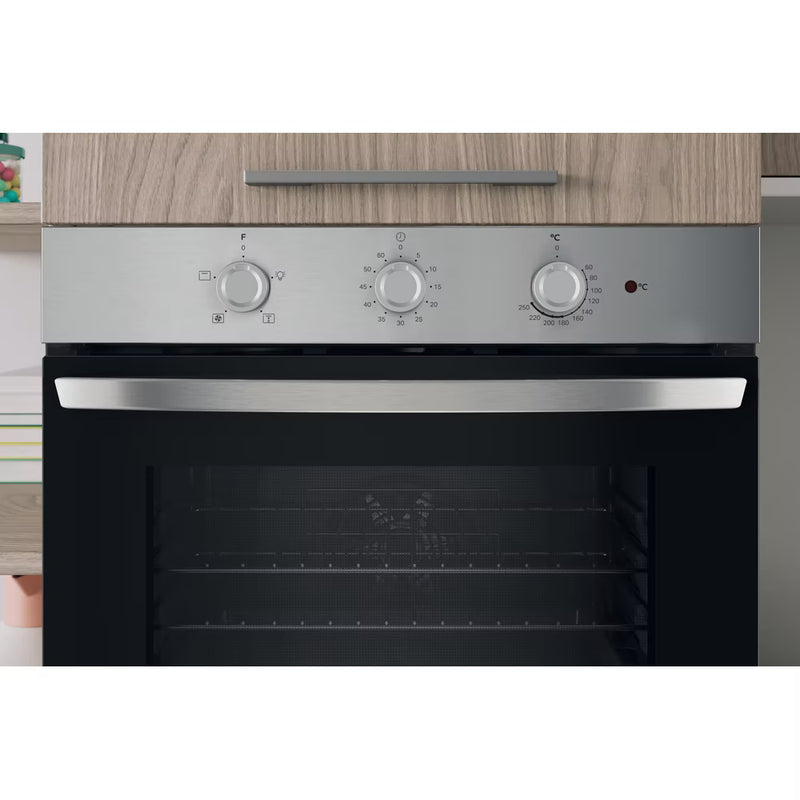 Load image into Gallery viewer, Indesit Single Fan Oven | Enamel Coating | Grill Plus Fan | 66l with 3 Dial with Timer | A | Stainless Steel | IO233XUK