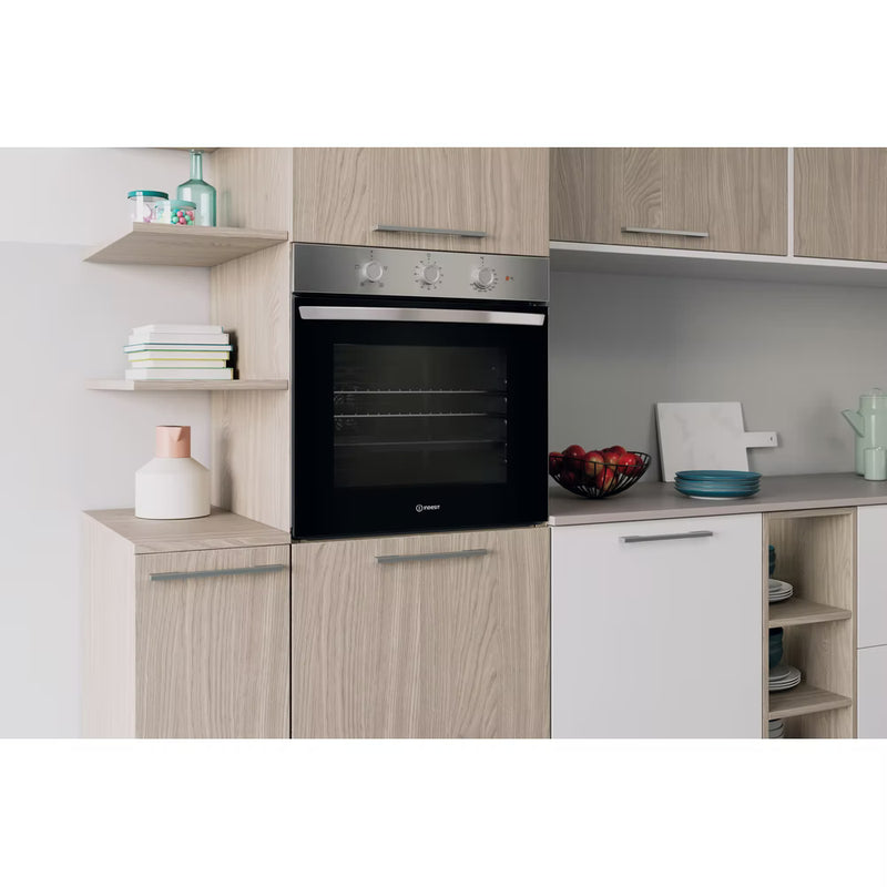 Load image into Gallery viewer, Indesit Single Fan Oven | Enamel Coating | Grill Plus Fan | 66l with 3 Dial with Timer | A | Stainless Steel | IO233XUK