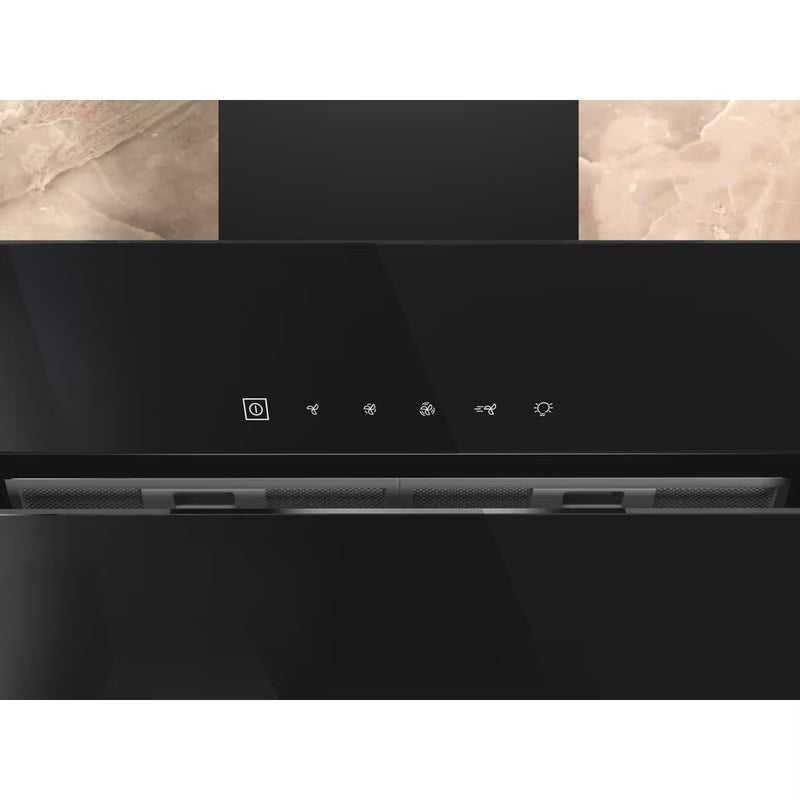 Load image into Gallery viewer, Whirlpool 90cm Vertical Hood | Touch Control | Black With Dishwashable Aluminium Grease Filter | 52/65 Db | WHVS91FLTDPK