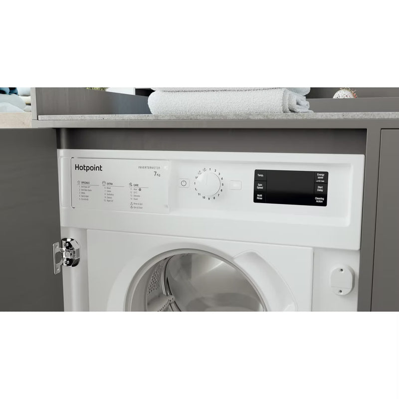 Load image into Gallery viewer, Hotpoint 7kg Integrated Washing Machine | 1400 RPM | Anti-Stain | Wool Care | White | BIWMHG71483UKN