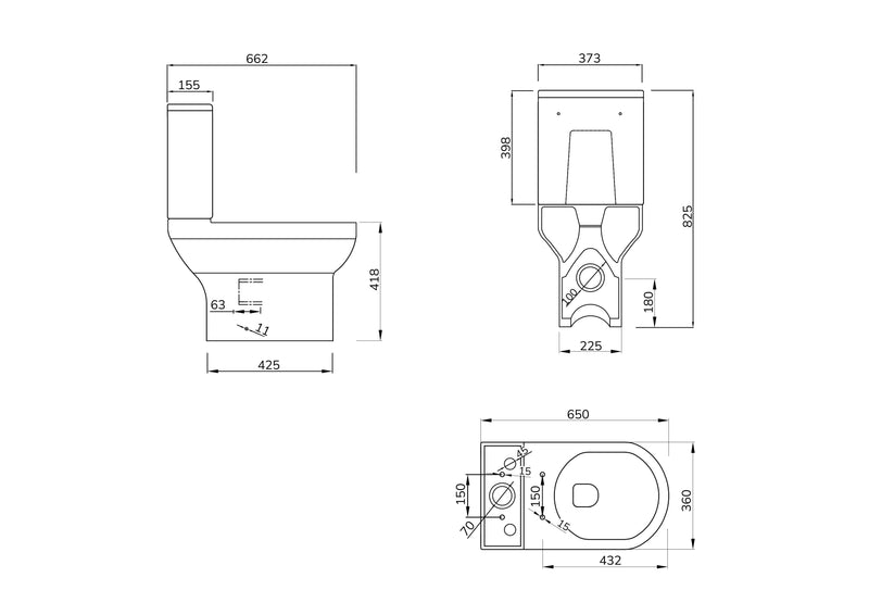 Załaduj obraz do przeglądarki galerii, Sonas Base Rimless Open Back Close Coupled Wc & Soft Close Seat | USW0486