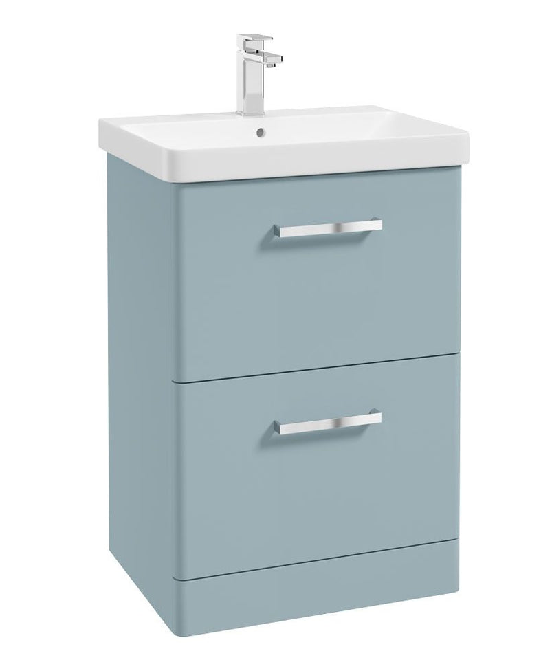 Load image into Gallery viewer, Sonas Kora Floorstanding 60Cm Two Drawer Vanity Unit | Matt Morning Sky Blue | Chrome Handle | UF0481