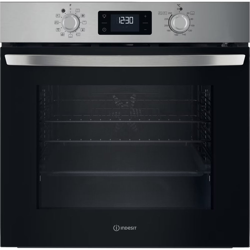 Load image into Gallery viewer, Indesit Turn&go Single Fan Oven | Dual Clean (pyro & Hydro) | Multifunction 8 | 71l | A | Stainless Steel | IO278P1XUK