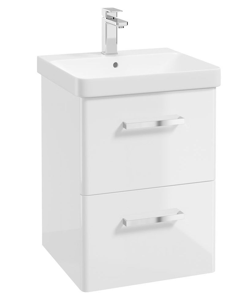 Load image into Gallery viewer, Sonas Kora Wall Hung 50Cm Two Drawer Vanity Unit | Gloss White | Chrome Handle | UF0462