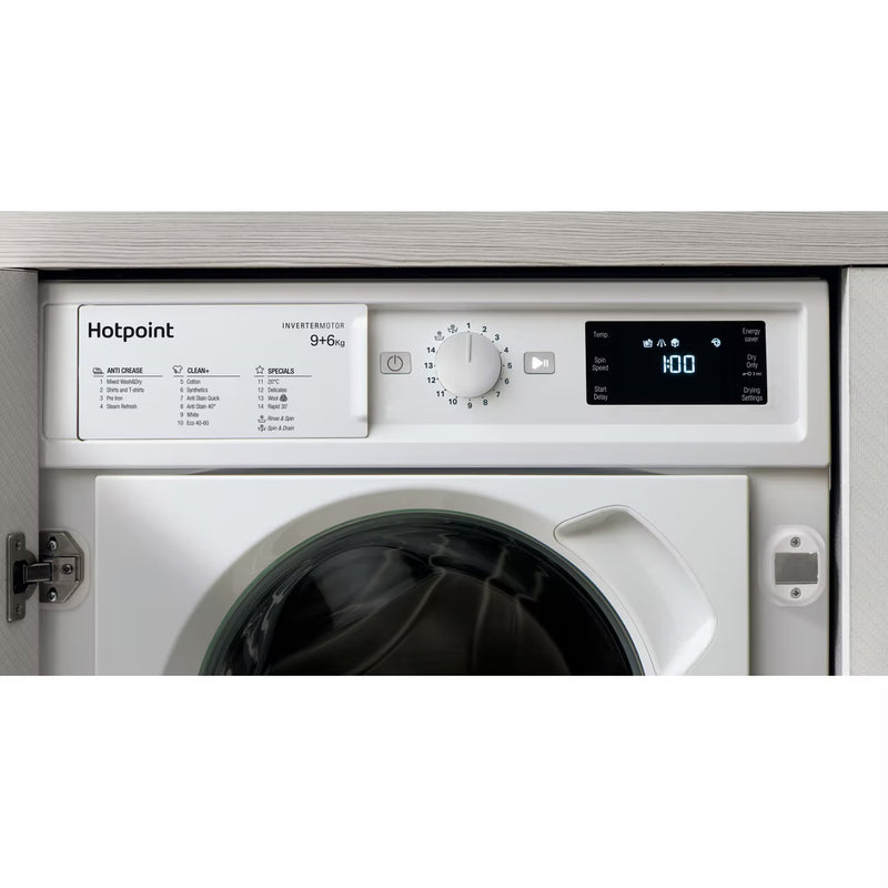 Load image into Gallery viewer, Hotpoint Integrated Washer Dryer | 9kg Wash | 6kg Dry | 1400 Spin | Anti-Stain | Steam Refresh| BIWDHG961485