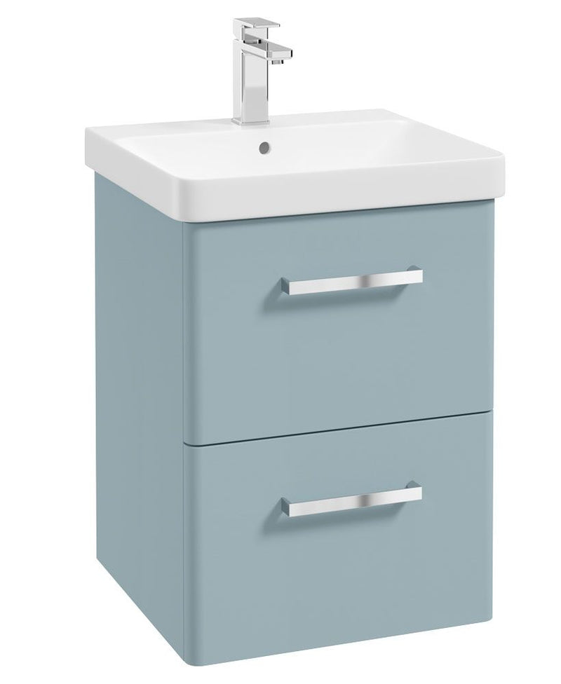 Load image into Gallery viewer, KORA Wall Hung 50cm Two Drawer Unit Matt Morning Sky Blue-Chrome Handle
