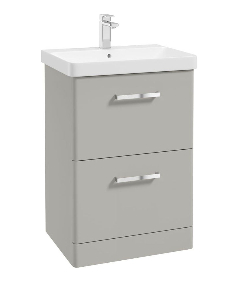 Załaduj obraz do przeglądarki galerii, KORA Floorstanding 60cm Two Drawer Unit Matt Arctic Grey-Chrome Handle