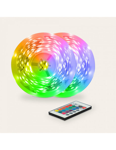 Load image into Gallery viewer, KSIX Coloured Led Strips RGB Pack 2x5m Remote Control | 116808